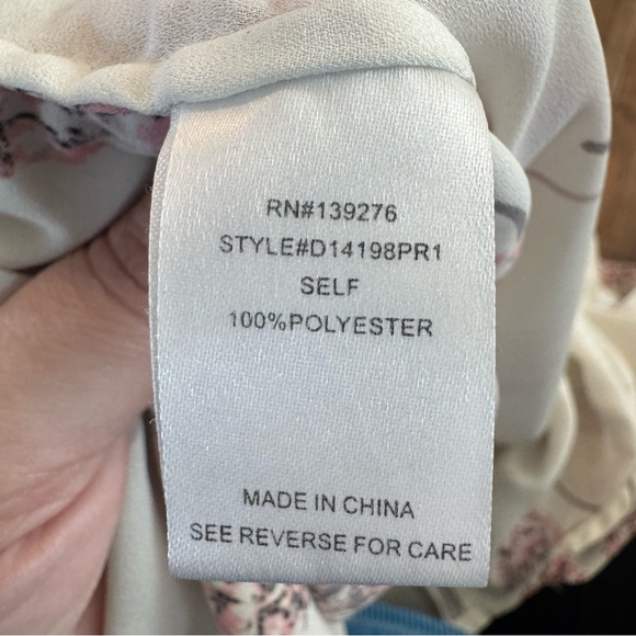 Daniel Rainn Cream and Pink Relaxed Blouse with Mandarin Collar - Picture 8 of 8